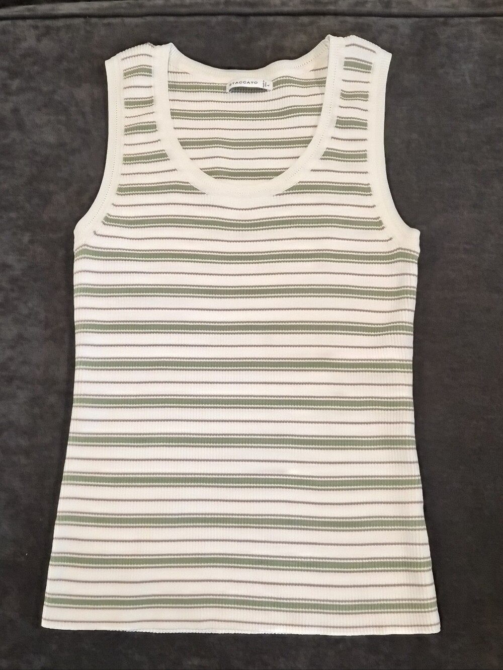 Staccato Tank Top with Green Stripes